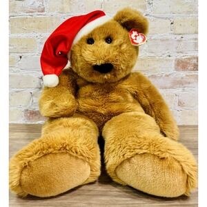 Ty Beanie Buddies 30" Jumbo Teddy Bear Plush Santa Hat Holiday Christmas Rare
